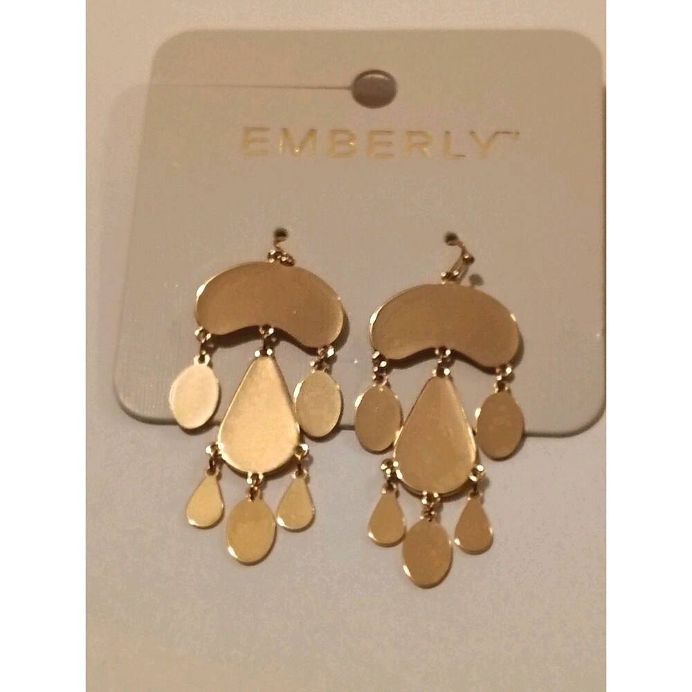 Emberly Large Gold tone Drop Dangle Earrings NEW